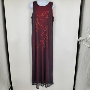Vintage AGB Straight Maxi Red Black Vampire Dark Fairy Romantic Goth Y2K Dress